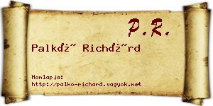 Palkó Richárd névjegykártya